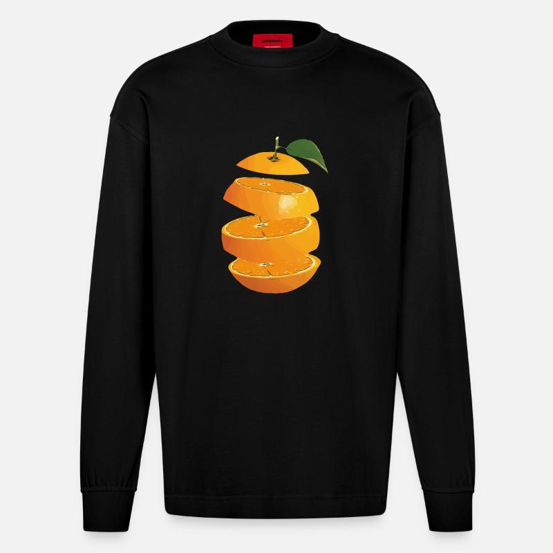 Orange Fruit - Heavyweight Oversized Organic Langarmshirt Made in EU - SOLID BLACK