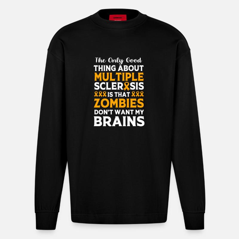 Multiple Sclerosis MS - Heavyweight Oversized Organic Longsleeve Shirt Made in EU - SOLID BLACK