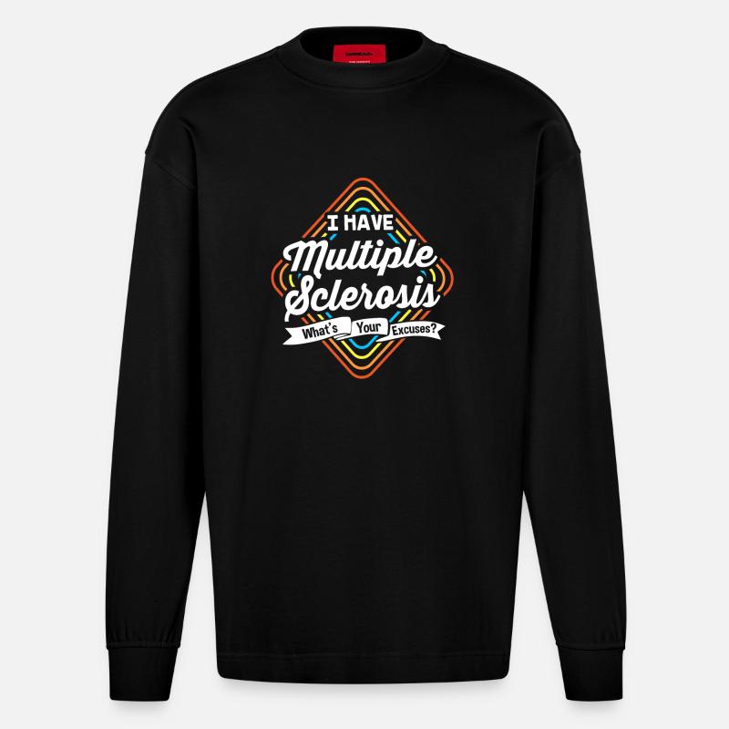 Multiple Sclerosis MS - Heavyweight Oversized Organic Longsleeve Shirt Made in EU - SOLID BLACK