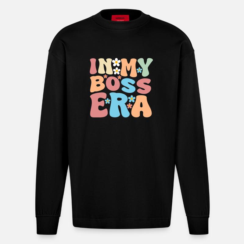 Bossy Supervisor Sarkasmus Büro - Heavyweight Oversized Organic Langarmshirt Made in EU - SOLID BLACK