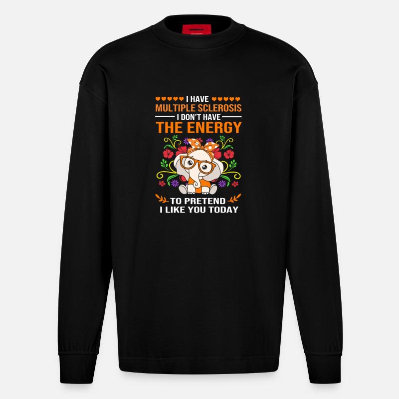 Multiple Sclerosis MS - Heavyweight Oversized Organic Longsleeve Shirt Made in EU - SOLID BLACK