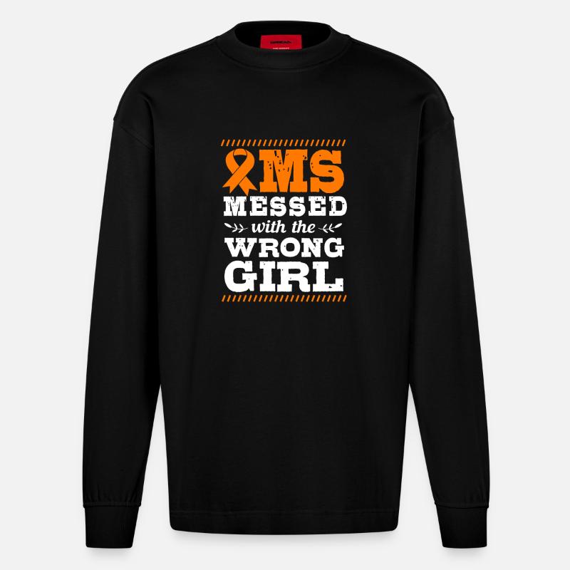 Multiple Sklerose MS - Heavyweight Oversized Organic Langarmshirt Made in EU - SOLID BLACK