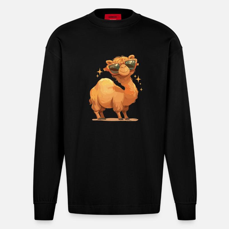 Camel Kamele Kamel - Heavyweight Oversized Organic Langarmshirt Made in EU - SOLID BLACK