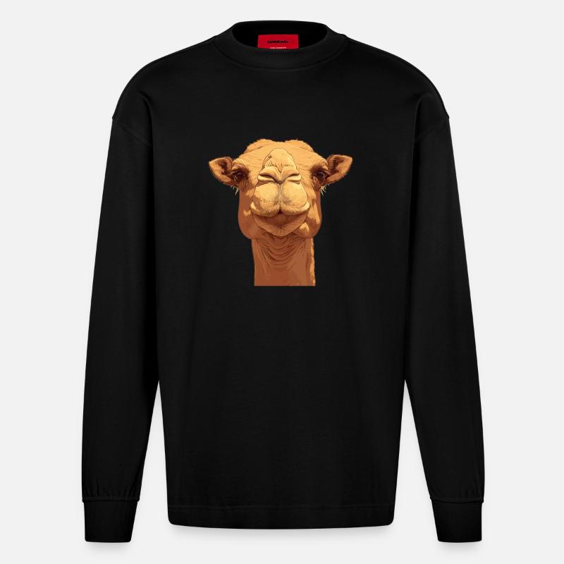 Camel Kamele Kamel - Heavyweight Oversized Organic Langarmshirt Made in EU - SOLID BLACK