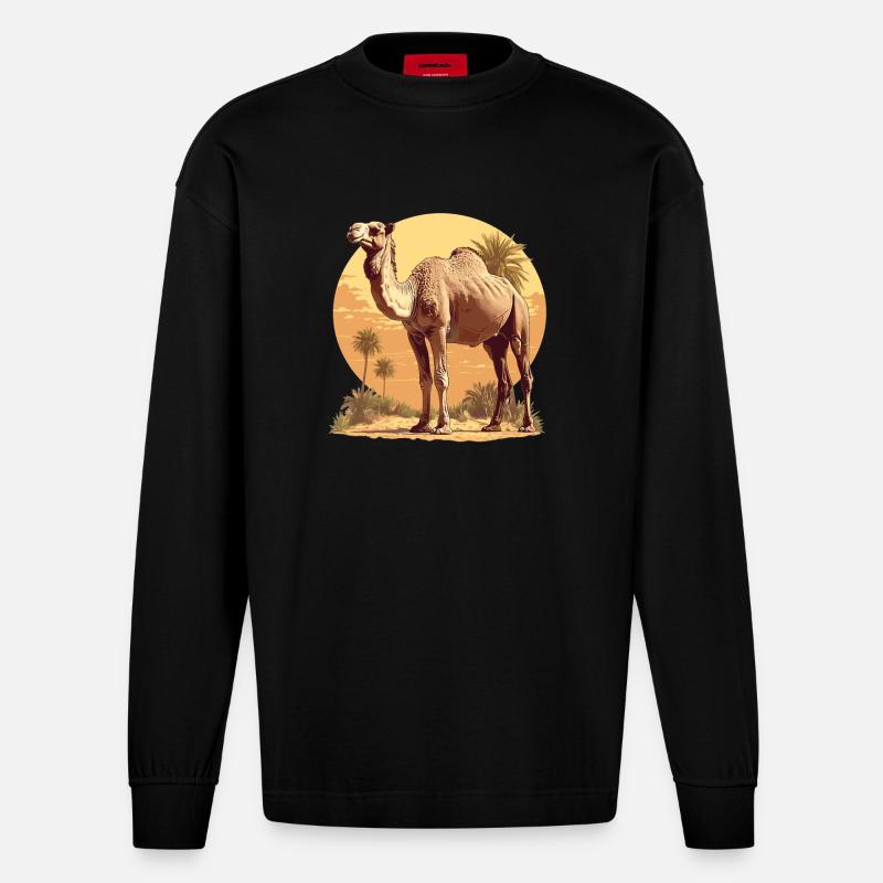 Camel Kamele Kamel - Heavyweight Oversized Organic Langarmshirt Made in EU - SOLID BLACK