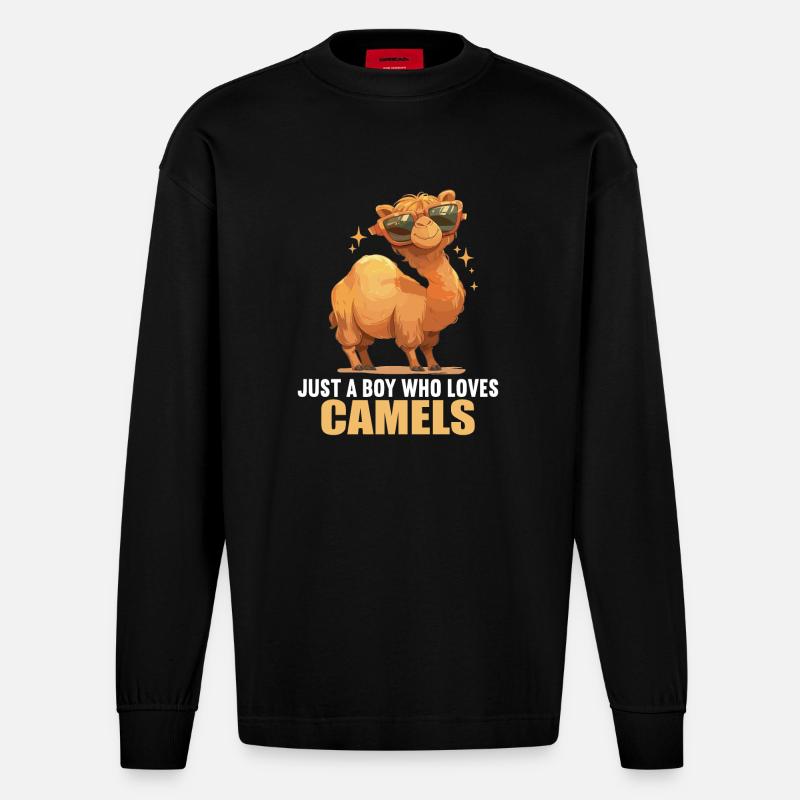 Camel Kamele Kamel - Heavyweight Oversized Organic Langarmshirt Made in EU - SOLID BLACK