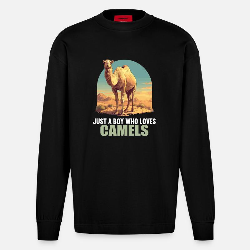 Camel Kamele Kamel - Heavyweight Oversized Organic Langarmshirt Made in EU - SOLID BLACK