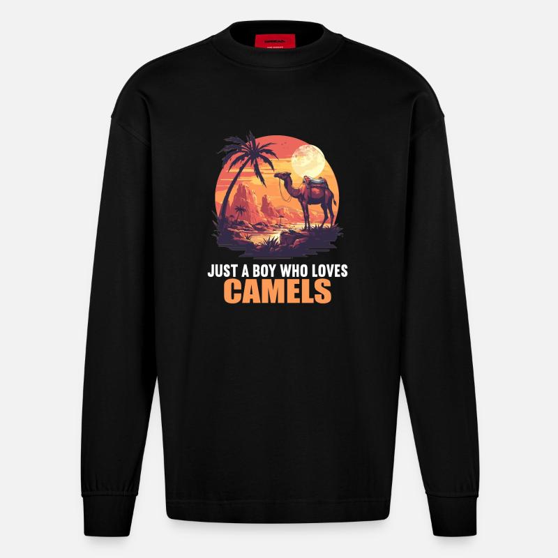 Camel Kamele Kamel - Heavyweight Oversized Organic Langarmshirt Made in EU - SOLID BLACK