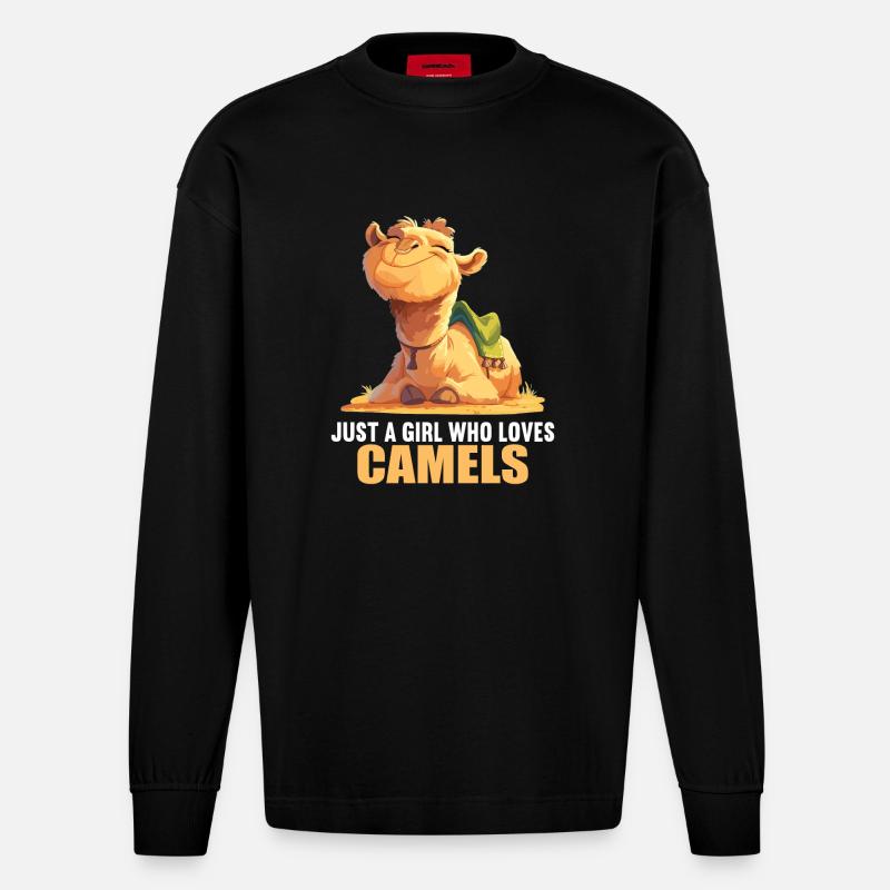 Camel Kamele Kamel - Heavyweight Oversized Organic Langarmshirt Made in EU - SOLID BLACK