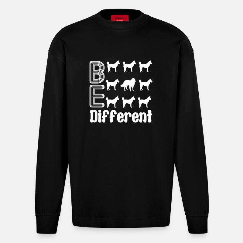 Australian Shepherd Be Different - Heavyweight Oversized Organic Longsleeve Shirt Made in EU - SOLID BLACK