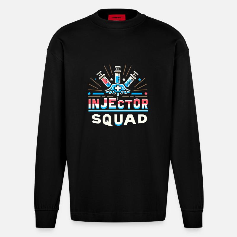 Injector Squad 9 - Heavyweight Oversized Organic Langarmshirt Made in EU - SOLID BLACK