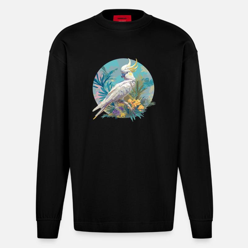 Cacatoès Cacatoès Cacatoès - Manches longues bio épais oversize fabriqué en UE - SOLID BLACK