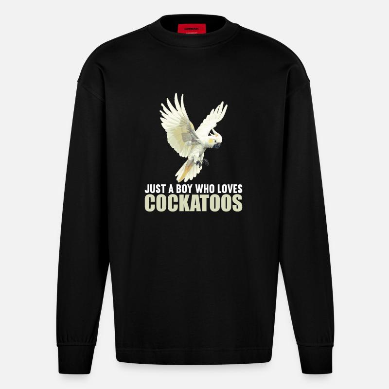 Cacatoès Cacatoès Cacatoès - Manches longues bio épais oversize fabriqué en UE - SOLID BLACK