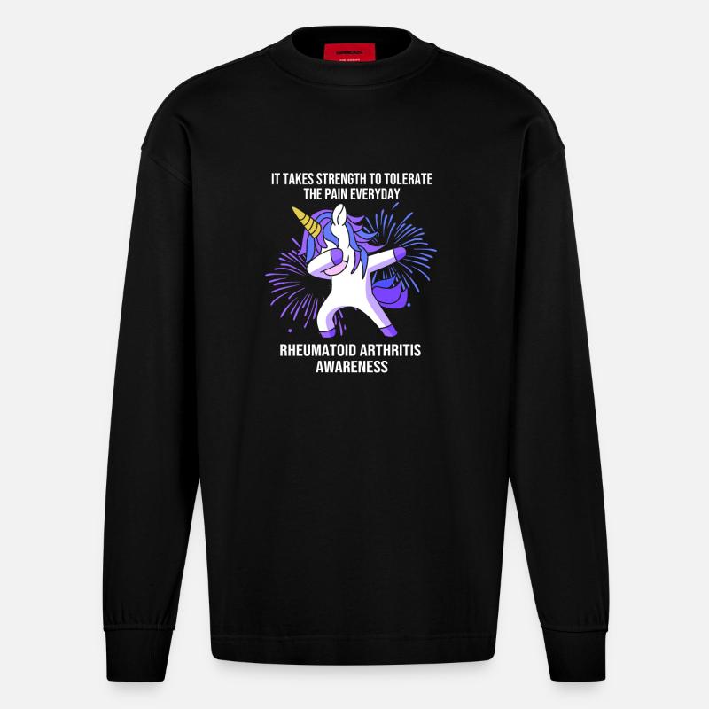 Rheuma Arthritis - Heavyweight Oversized Organic Langarmshirt Made in EU - SOLID BLACK
