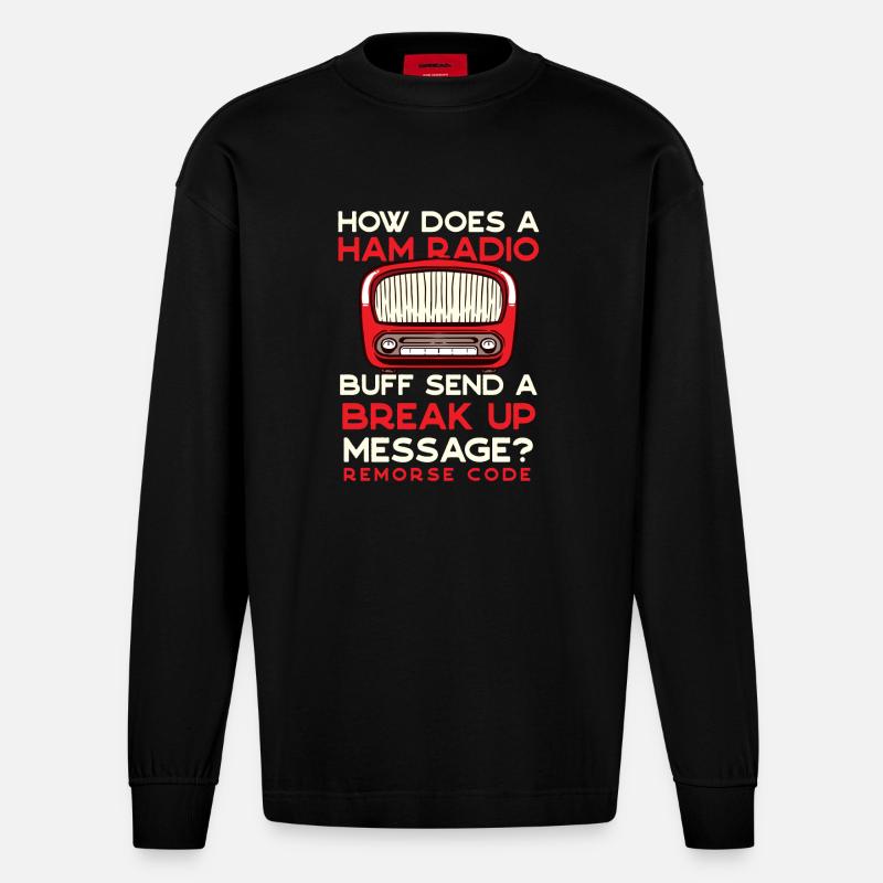 Funk Reue Code Amateurfunk - Heavyweight Oversized Organic Langarmshirt Made in EU - SOLID BLACK