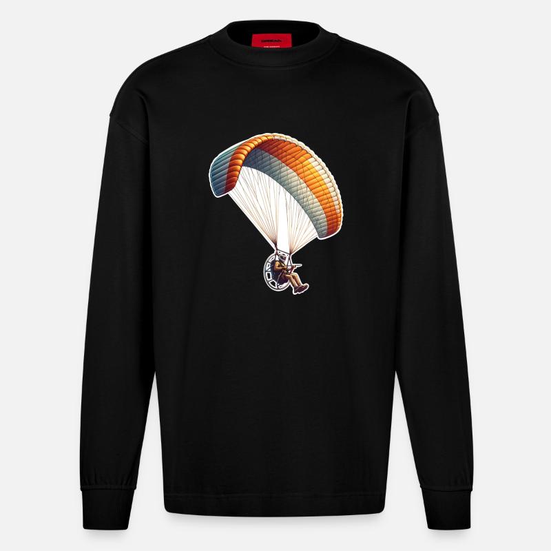 Motorschirm Paramotor - Heavyweight Oversized Organic Longsleeve Shirt Made in EU - SOLID BLACK
