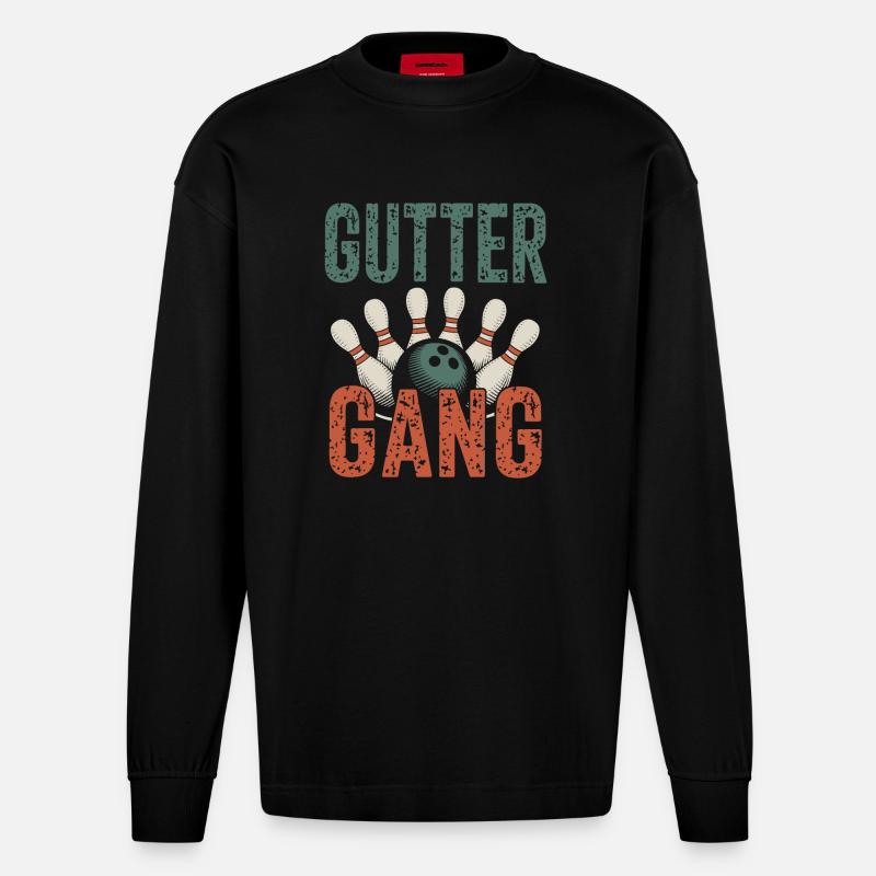 Gutter Gang Bowling Bowler - Manches longues bio épais oversize fabriqué en UE - SOLID BLACK