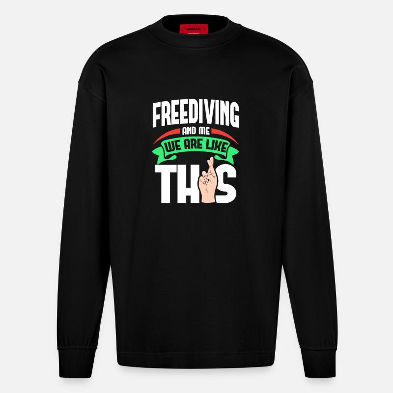 L’apnée moi, c’est comme - Manches longues bio épais oversize fabriqué en UE - SOLID BLACK