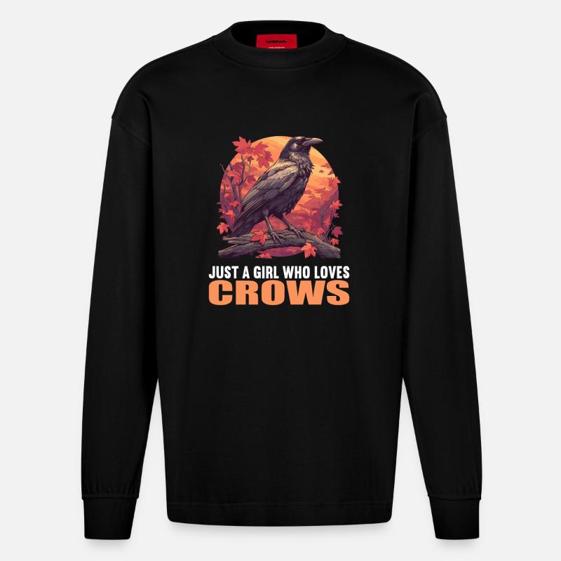 Krähen Krähe - Heavyweight Oversized Organic Langarmshirt Made in EU - SOLID BLACK