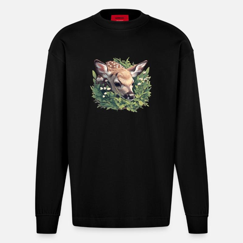 Cerf Cerf - Manches longues bio épais oversize fabriqué en UE - SOLID BLACK