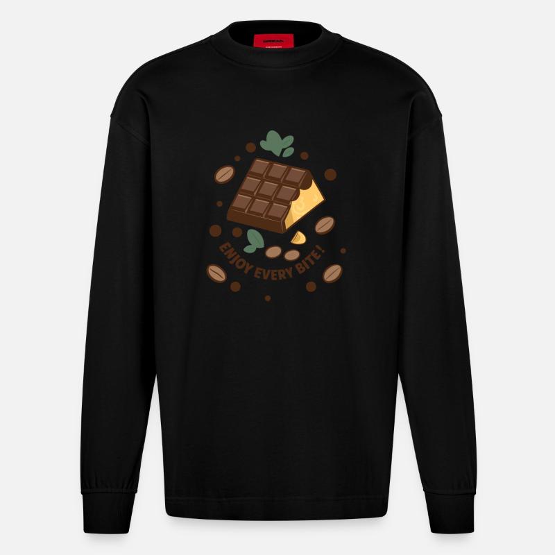 TABLETTES DE CHOCOLAT - Manches longues bio épais oversize fabriqué en UE - SOLID BLACK