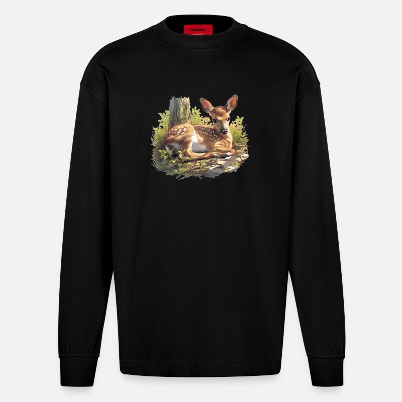 Cerf Cerf - Manches longues bio épais oversize fabriqué en UE - SOLID BLACK