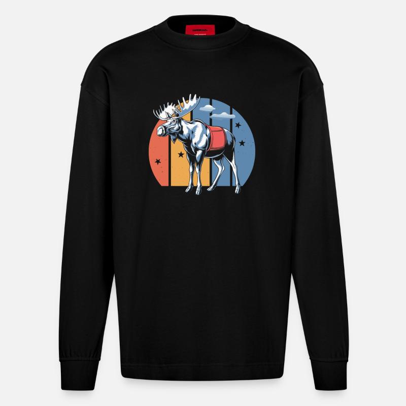 Elch - Heavyweight Oversized Organic Langarmshirt Made in EU - SOLID BLACK