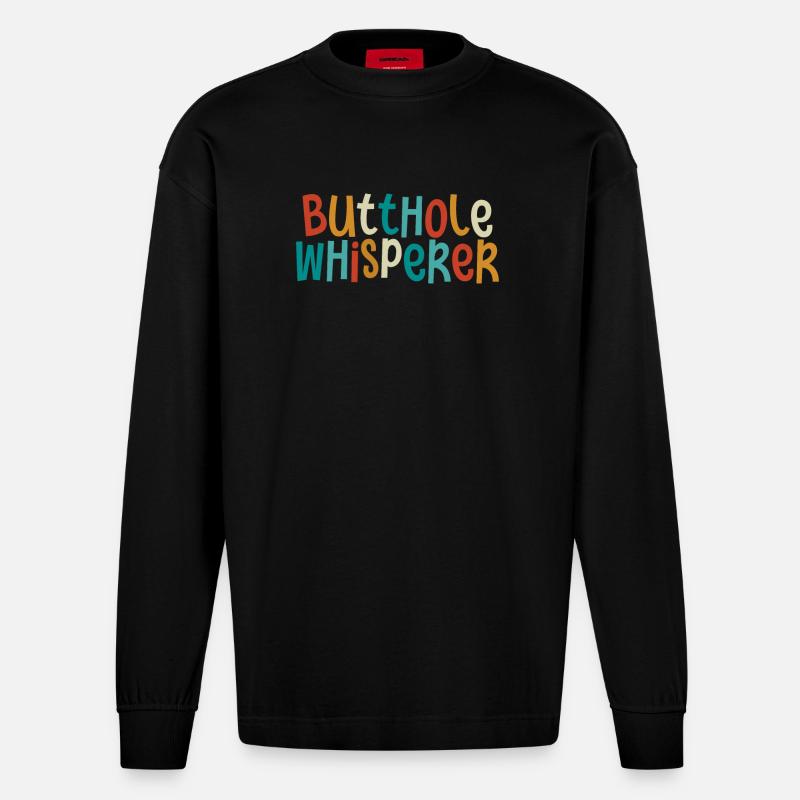 Chuchoteur de trou du cul - Manches longues bio épais oversize fabriqué en UE - SOLID BLACK
