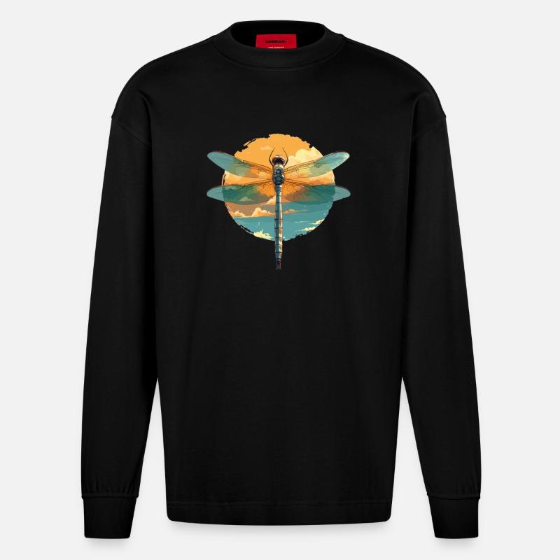 Libellen Libelle - Heavyweight Oversized Organic Langarmshirt Made in EU - SOLID BLACK