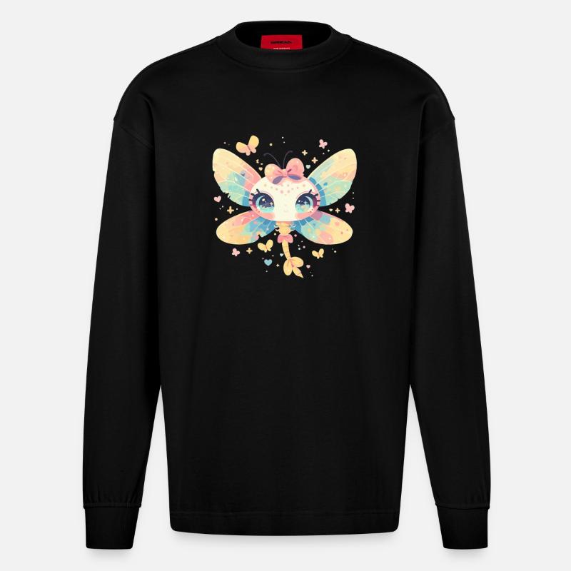 Libellen Libelle - Heavyweight Oversized Organic Langarmshirt Made in EU - SOLID BLACK