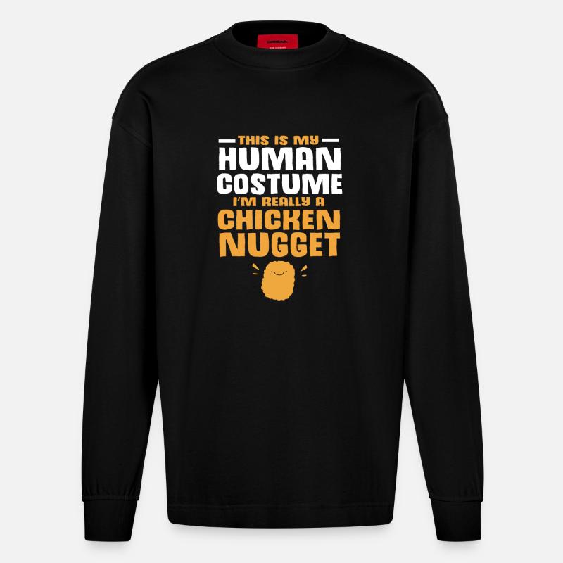 Chicken Nuggets - Heavyweight Oversized Organic Langarmshirt Made in EU - SOLID BLACK