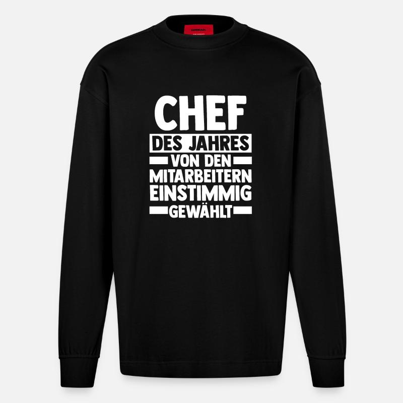 Teamleiter Chef Abschied - Heavyweight Oversized Organic Langarmshirt Made in EU - SOLID BLACK