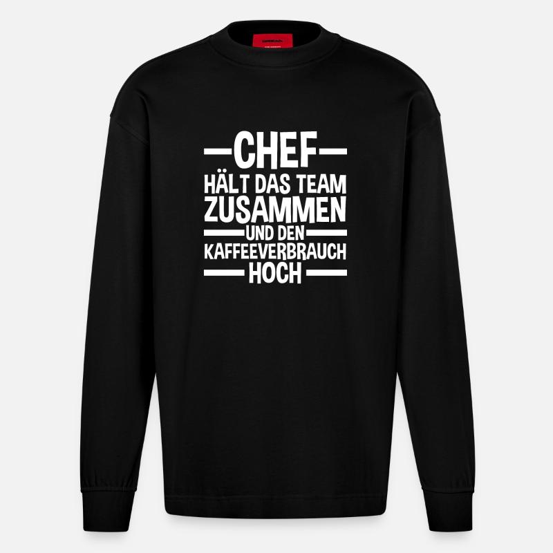 Teamleiter Chef Abschied - Heavyweight Oversized Organic Langarmshirt Made in EU - SOLID BLACK