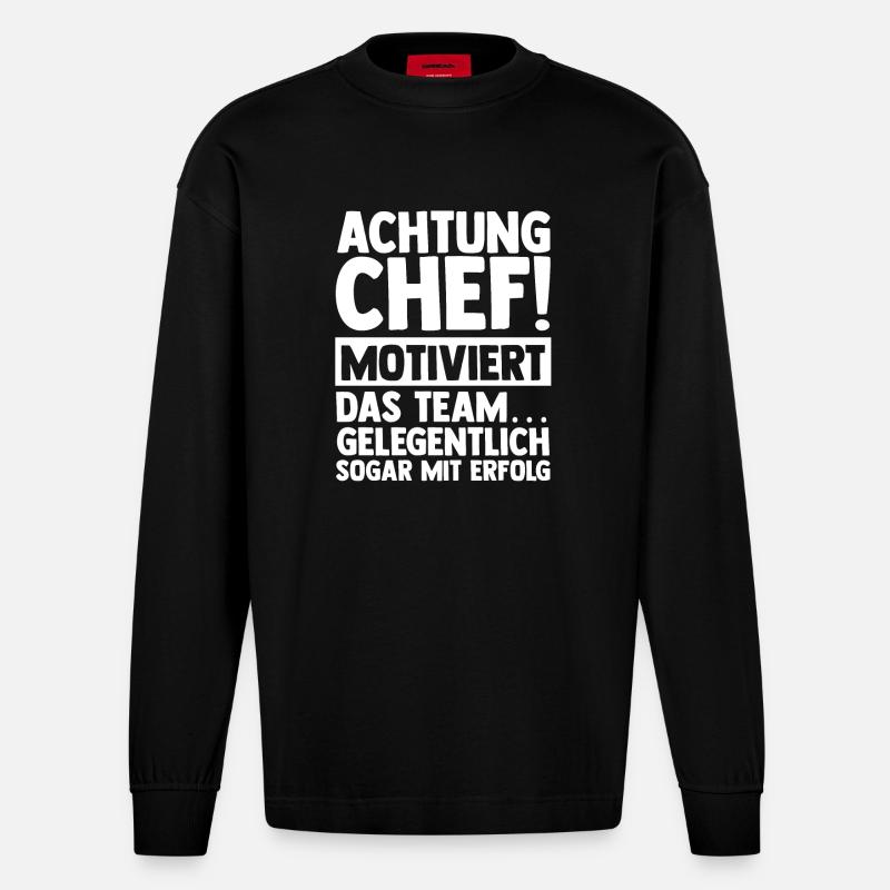 Teamleiter Chef Abschied - Heavyweight Oversized Organic Langarmshirt Made in EU - SOLID BLACK