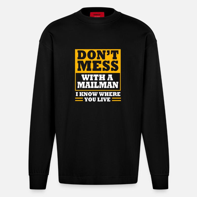 Postbote - Heavyweight Oversized Organic Langarmshirt Made in EU - SOLID BLACK