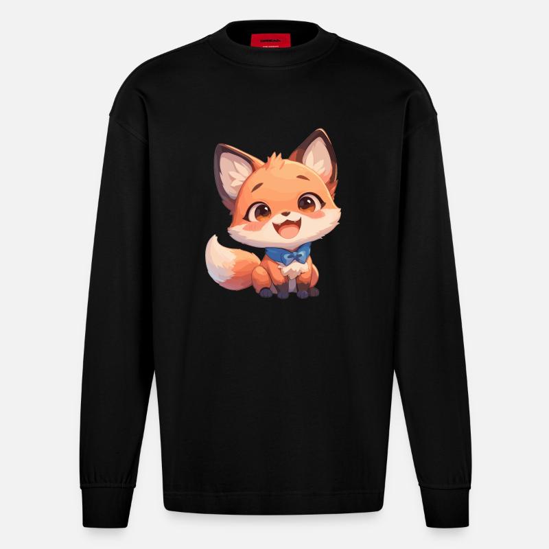 Foxes Fox - Heavyweight Oversized Organic Longsleeve Shirt Made in EU - SOLID BLACK