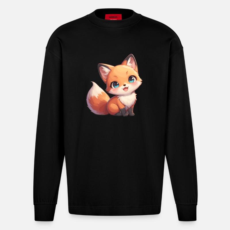 Foxes Fox - Heavyweight Oversized Organic Longsleeve Shirt Made in EU - SOLID BLACK