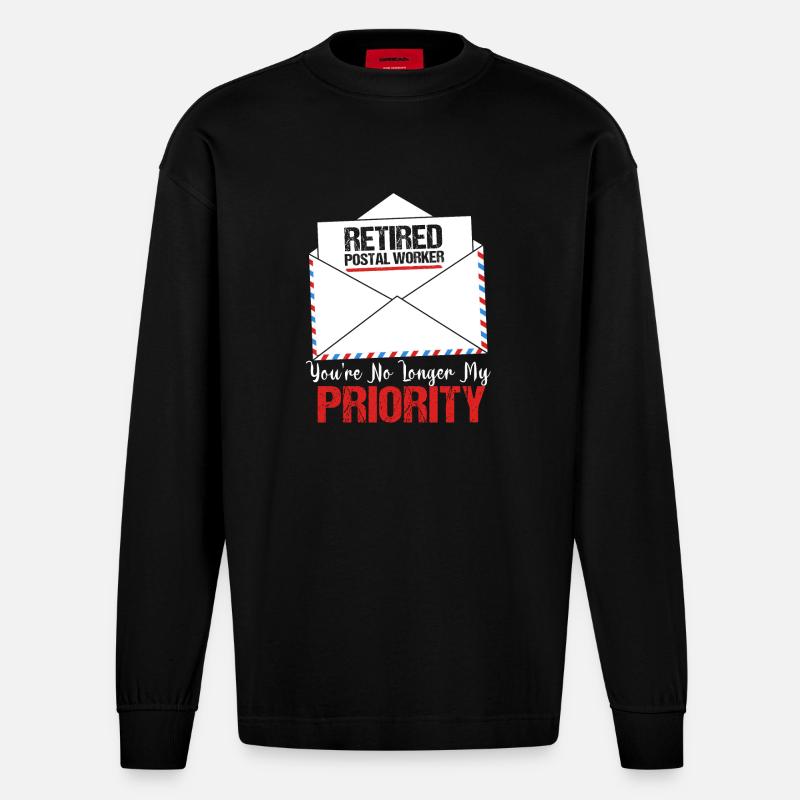 Postbote - Heavyweight Oversized Organic Langarmshirt Made in EU - SOLID BLACK