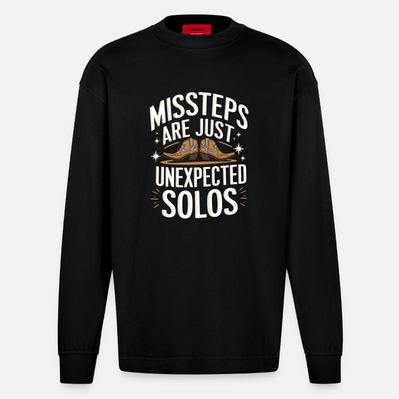Line Dancing Dancing Dancers - Heavyweight Oversized Organic Longsleeve Shirt Made in EU - SOLID BLACK