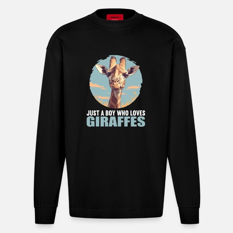 Giraffen Giraffe - Heavyweight Oversized Organic Langarmshirt Made in EU - SOLID BLACK