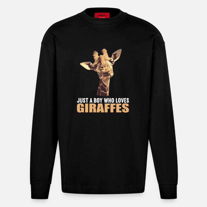 Giraffen Giraffe - Heavyweight Oversized Organic Langarmshirt Made in EU - SOLID BLACK
