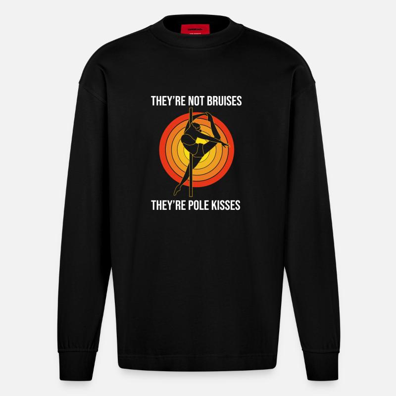 Pole Dance - Heavyweight Oversized Organic Langarmshirt Made in EU - SOLID BLACK