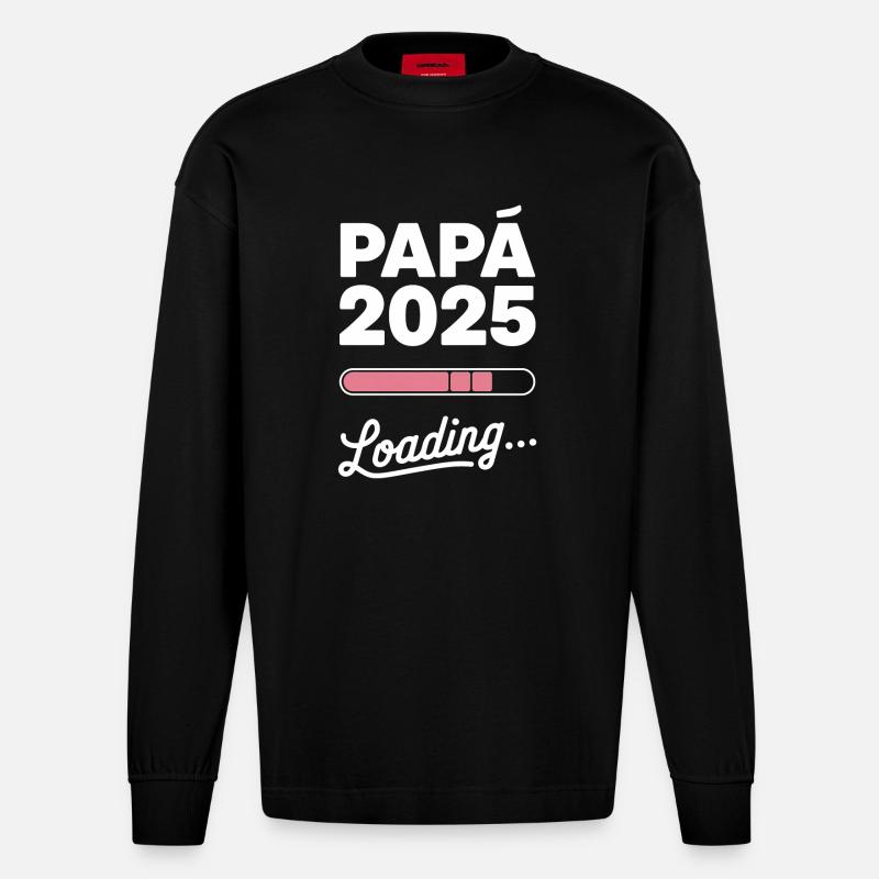 Neues Papa-Geschenk 2025 Loading - Heavyweight Oversized Organic Langarmshirt Made in EU - SOLID BLACK