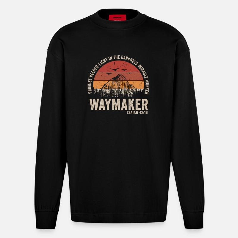 Wegweiser, Versprechenshüter, Wundertäter - Heavyweight Oversized Organic Langarmshirt Made in EU - SOLID BLACK