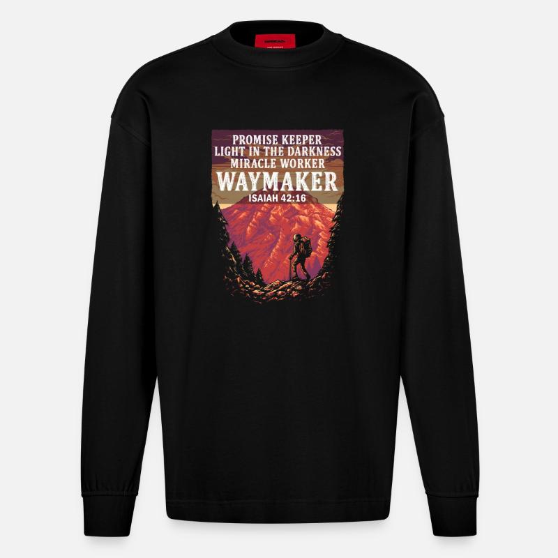 Wegweiser, Versprechenshüter, Wundertäter - Heavyweight Oversized Organic Langarmshirt Made in EU - SOLID BLACK