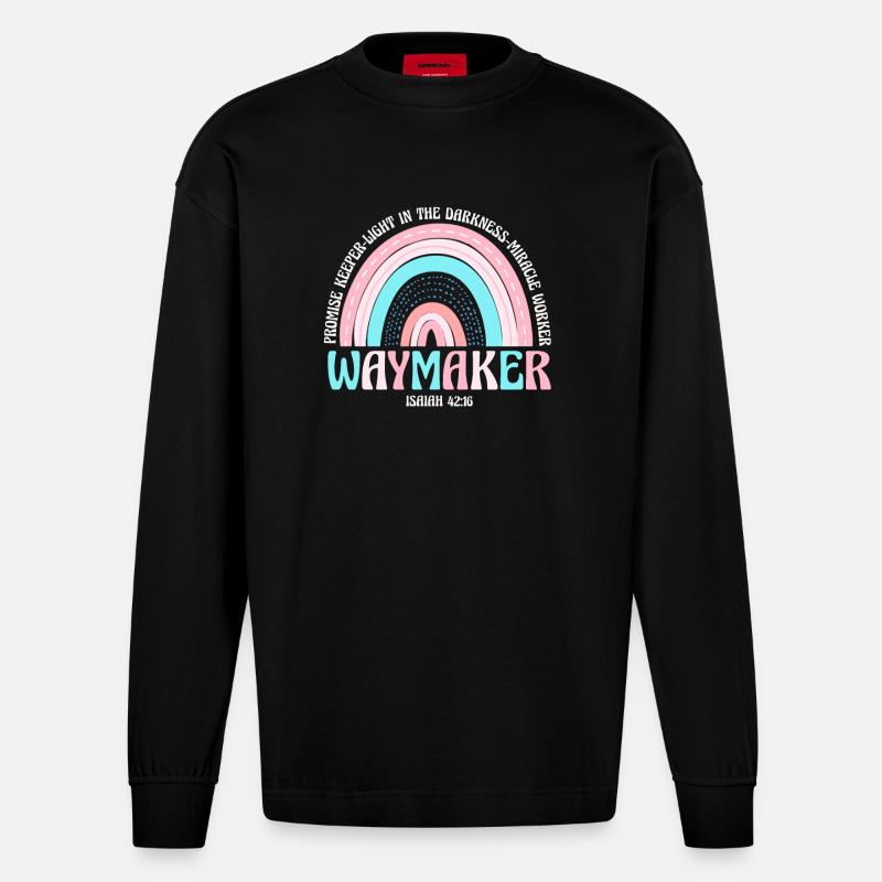 Wegweiser, Versprechenshüter, Wundertäter - Heavyweight Oversized Organic Langarmshirt Made in EU - SOLID BLACK
