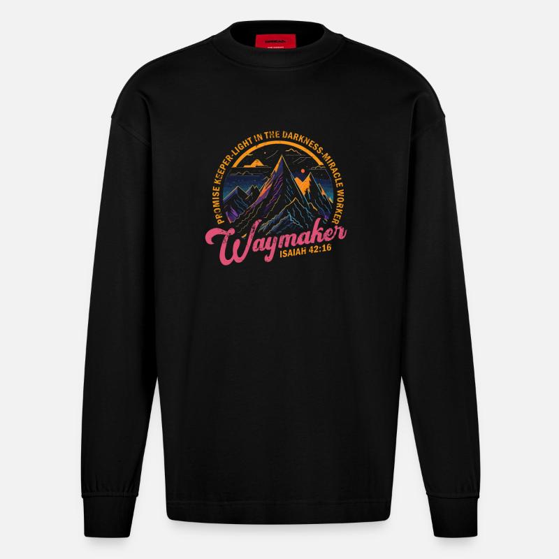Wegweiser, Versprechenshüter, Wundertäter - Heavyweight Oversized Organic Langarmshirt Made in EU - SOLID BLACK