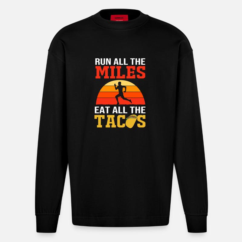 Marathon Marathonläufer - Heavyweight Oversized Organic Langarmshirt Made in EU - SOLID BLACK