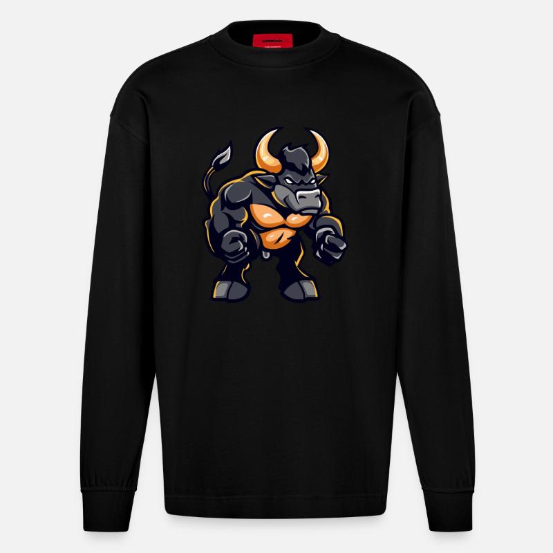 Stier Comic - Heavyweight Oversized Organic Langarmshirt Made in EU - SOLID BLACK