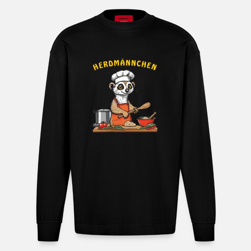 HERDMÄNNCHEN - Heavyweight Oversized Organic Langarmshirt Made in EU - SOLID BLACK